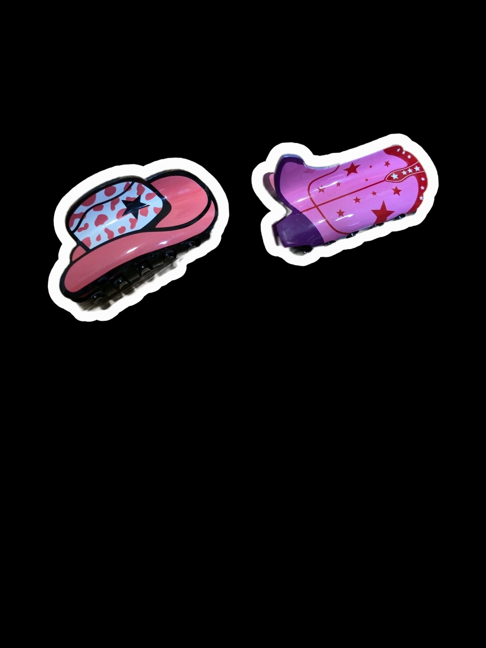 Cute Pink & Purple Cowgirl Hair Clips